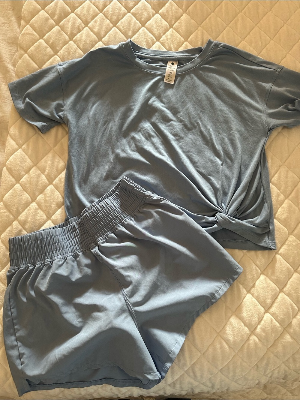 Yogalicious Kids Light Blue Short Sleeve Top & Shorts Set